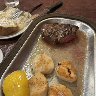 6 oz. tenderloin with scallops and bake potato