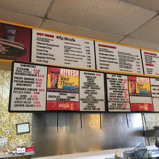 menus on the wall