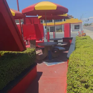 The outside seating