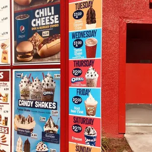 The daily Tastee Freeze specials as of June 2019