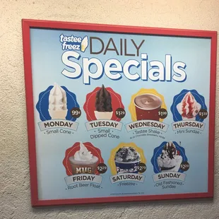 Daily Tastee Freez Specials