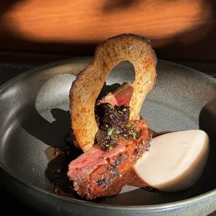 Mary's Duck Breast with Taro Puree and Taro Chip