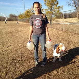 Jugs of water from the creek.