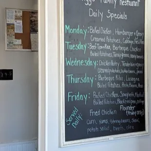 menu on chalkboard