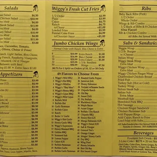 Back of new menu 11/20/2021