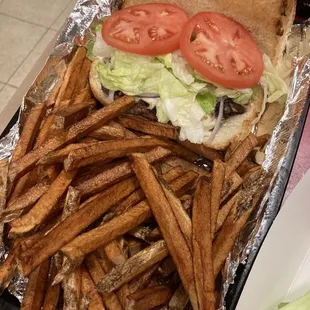 Sirloin Steak Sandwich and Fries