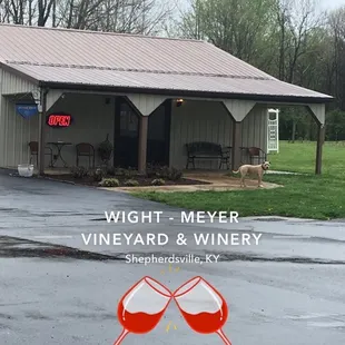 Front of the winery feat. Charlie