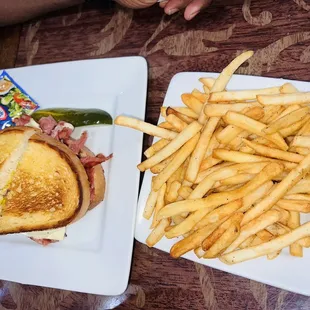 a sandwich and fries
