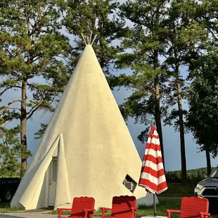 Teepee cabin- well-equipped and comfy, 1937-style:) No, it's not a wigwam, but like a wigwam it's more permanent than a real teepee