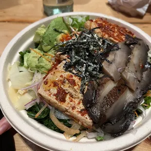 Spicy Tofu and Braised Portobello Mushroom Poke