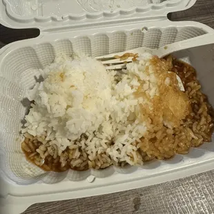 Loco moco plate. Missing the egg and meat patty.