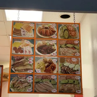 a menu of food