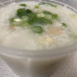Chicken jook (small). Lots of ginger taste!