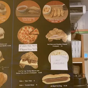 a menu for lunch and dinner