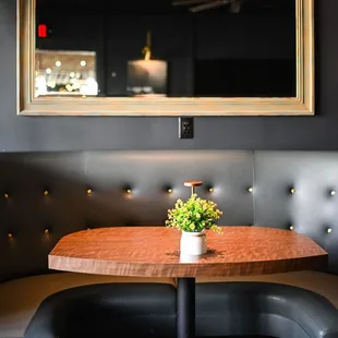 a table with a vase on it