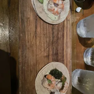 shrimp tacos $17 ish