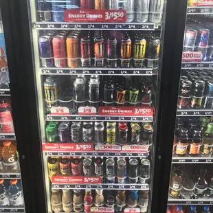 a refrigerator full of drinks