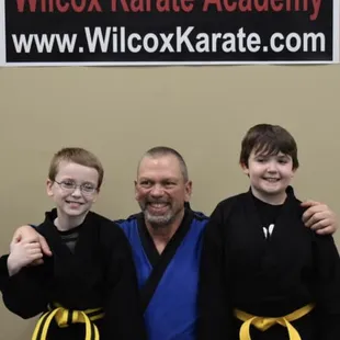 Kyoshi and a couple of mighty yellow belt Warriors!