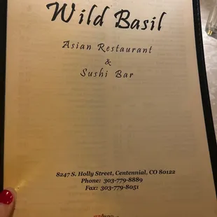 a menu for a restaurant
