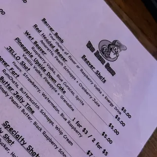 menu