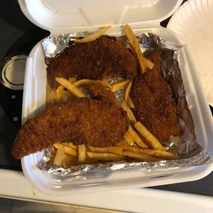 Chicken strips with fries