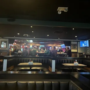 Restaurant Booths and Bar behind