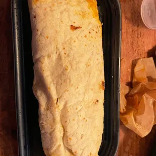 This was my ginormous and absolutely amazing create your own burrito with delicious Barbacoa.