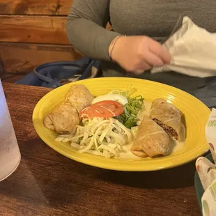 Mini Chimichanga with salad.