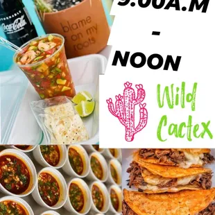 a collage of food and drinks