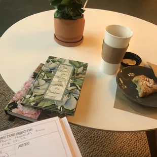 Almond Paste Croissant  with a large half caf of herbal and green tea