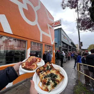 Delicious pizza at their grand opening!