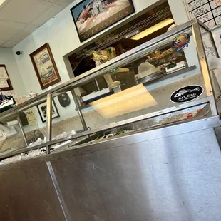the counter area of a restaurant