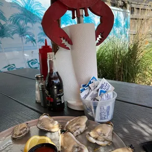 outside, oysters and mussels