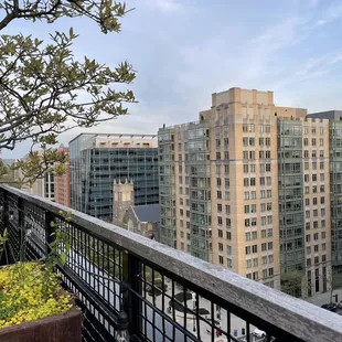 a view of a city from a balcony
