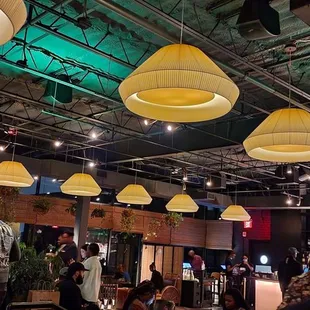 a large group of people in a restaurant