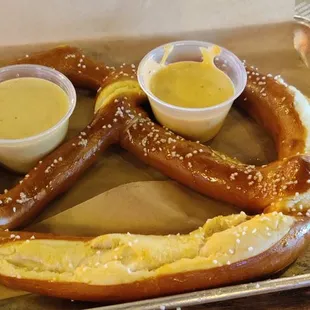 a pretzel with mustard