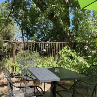 Outside area with picnic area next door