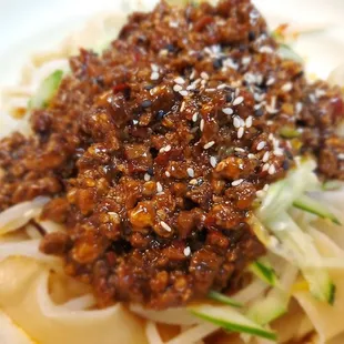 Pork zha Jiang hand pulled noodles