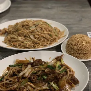 Mongolian Beef, Egg Fried Rice, Chicken Lo Mein