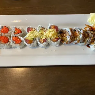 Spicy Tuna Roll, Christmas Roll, and Shrimp Tempura. 3 Roll Lunch Special for $11!