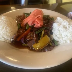 Ginger Wok Glazed Ginger with beef. Pretty unique to this restaurant and was very tasty. Good quality beef