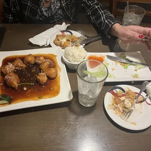 Sesame Chicken, White Rice,