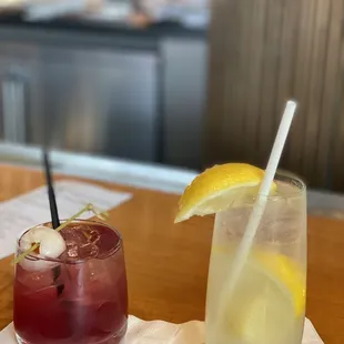 Lychee Cooler and Yuzu Collins (left to right)