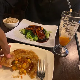 A11. Scallion Pancakes M18. Orange Seitan Thai Iced Tea