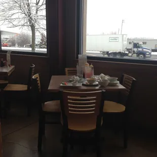 Our dirty dishes which we moved to a empty table. No wonder it was empty, people knew that we didn't... Don't eat here