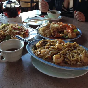 The dish on the very left side is the pad Thai