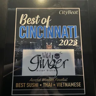 Best of Cincinnati award
