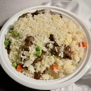 Beef fried rice. Not bad, just lack some flavor