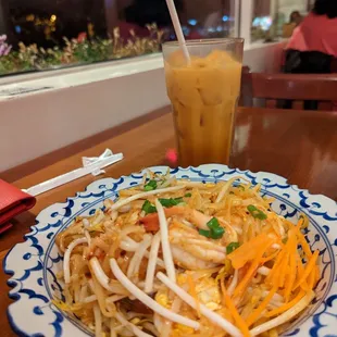 Pad Thai (eh) and Thai Tea (good)