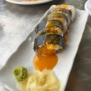 a plate of sushi